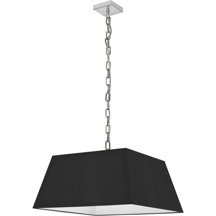 Polished Chrome with Rectanglular Fabric Shade Pendant - LV LIGHTING