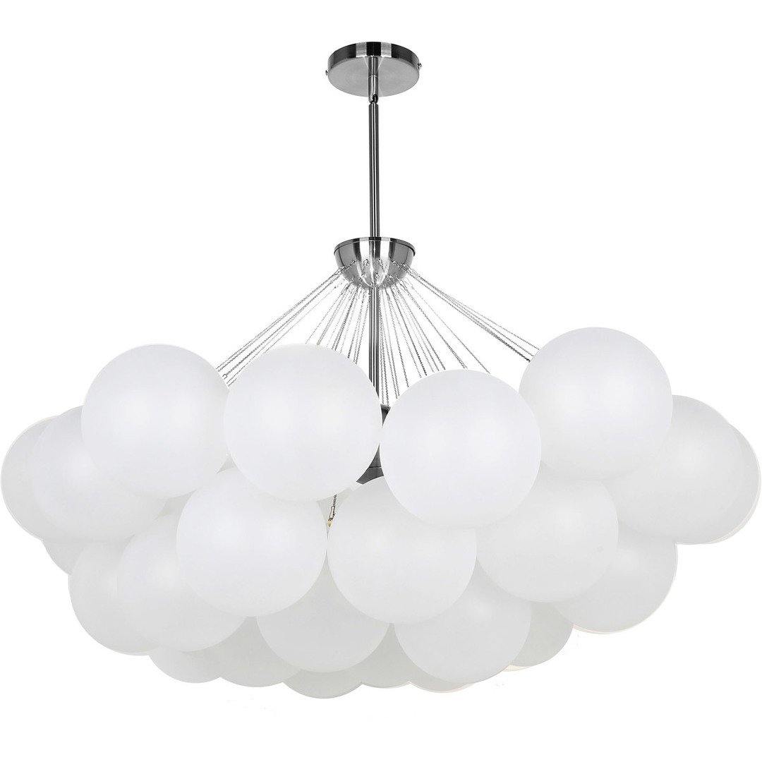 Steel with Frosted Glass Globe Shade Cloud Chandelier - LV LIGHTING