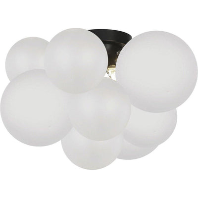 Steel with Frosted Glass Globe Cloud Flush Mount - LV LIGHTING