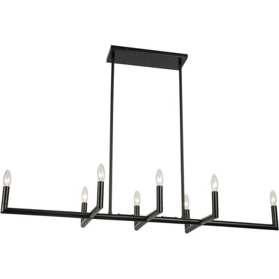 Steel with Matte Black Arms Linear Chandelier - LV LIGHTING