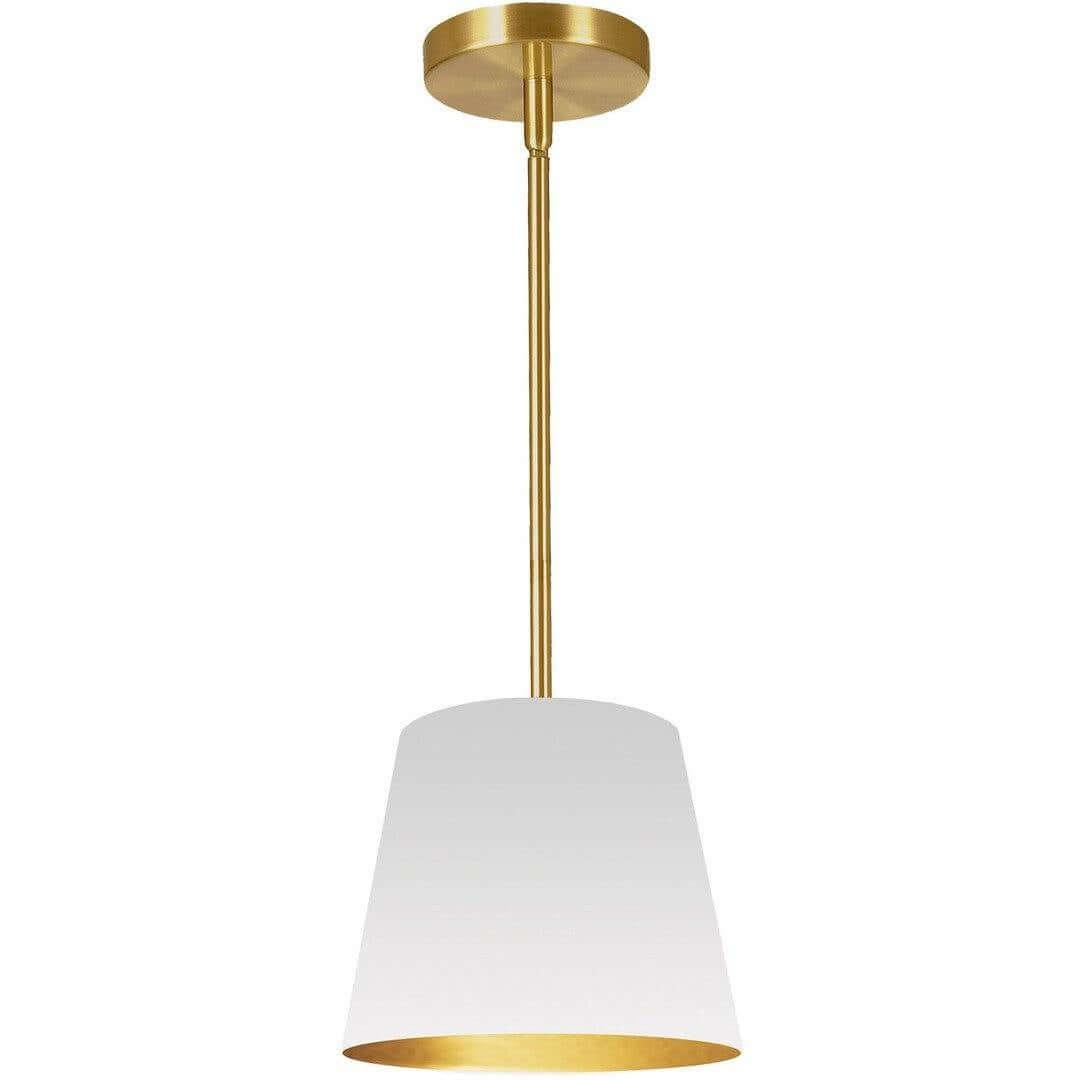 Aged Brass with Drum Fabric Shade Pendant - LV LIGHTING