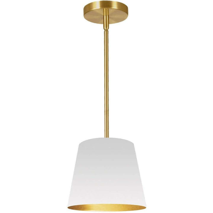 Aged Brass with Drum Fabric Shade Pendant - LV LIGHTING