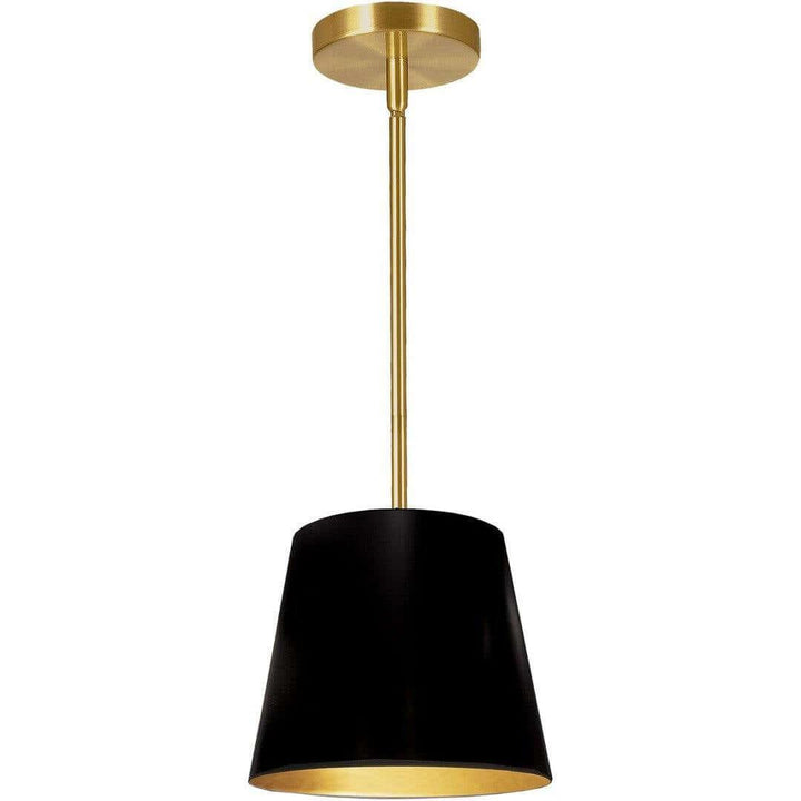 Aged Brass with Drum Fabric Shade Pendant - LV LIGHTING