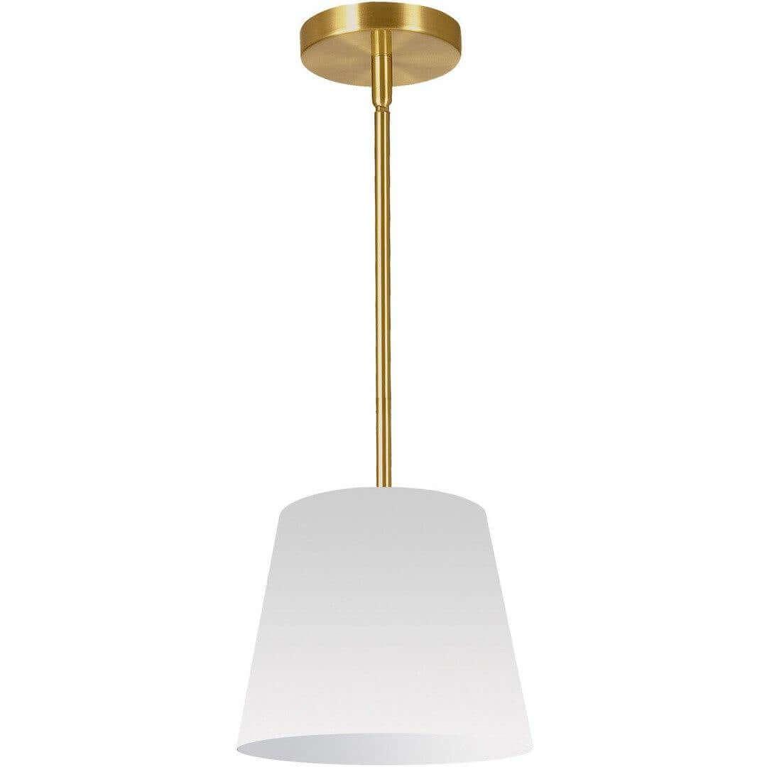 Aged Brass with Drum Fabric Shade Pendant - LV LIGHTING