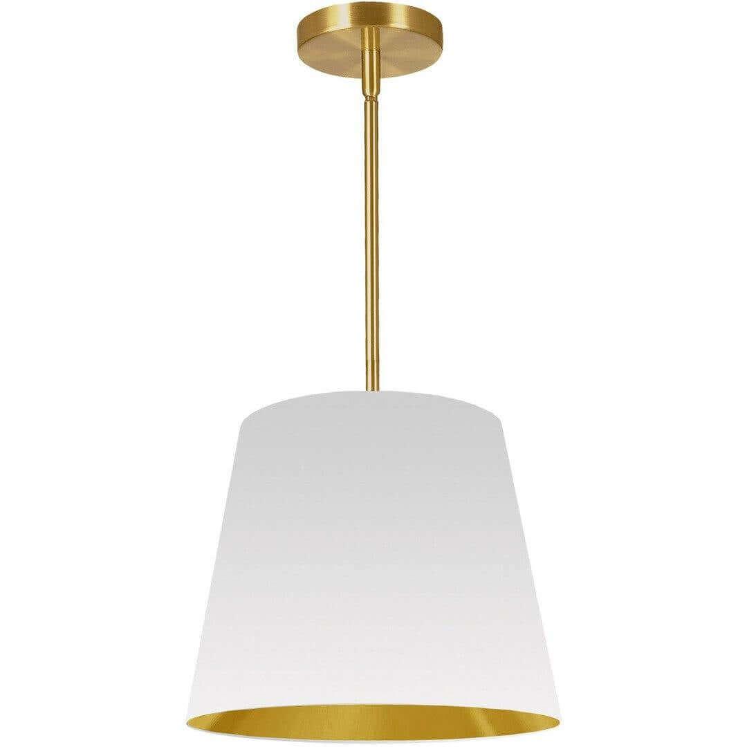 Aged Brass with Drum Fabric Shade Pendant - LV LIGHTING