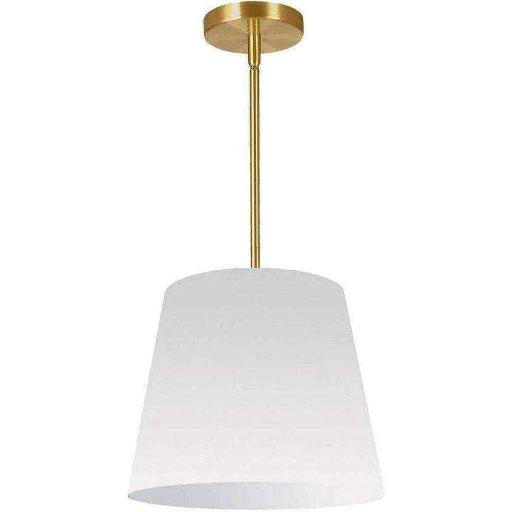 Aged Brass with Drum Fabric Shade Pendant - LV LIGHTING