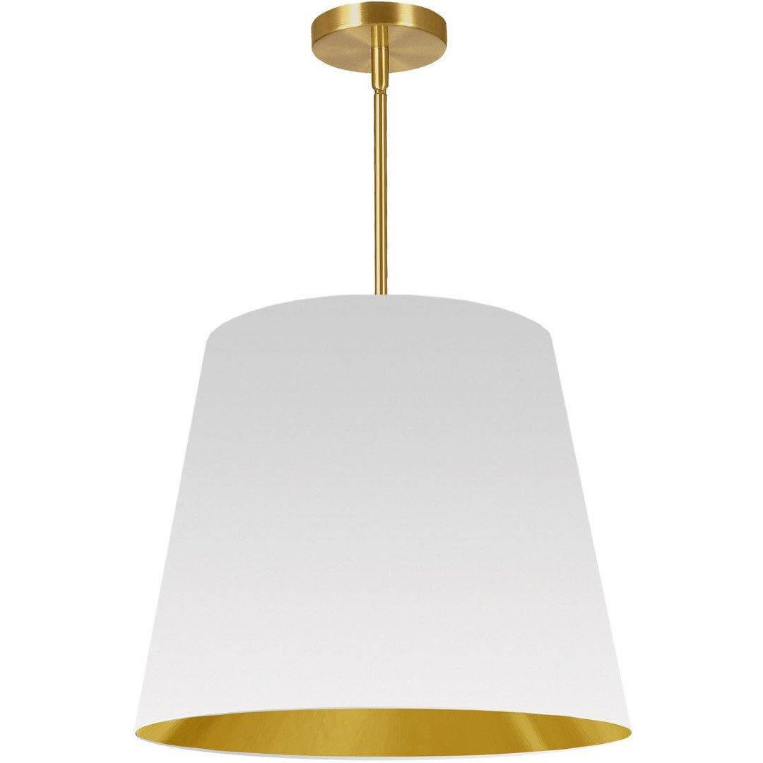 Aged Brass with Drum Fabric Shade Pendant - LV LIGHTING