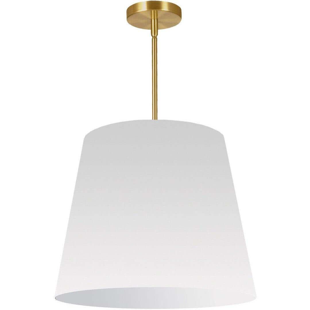 Aged Brass with Drum Fabric Shade Pendant - LV LIGHTING