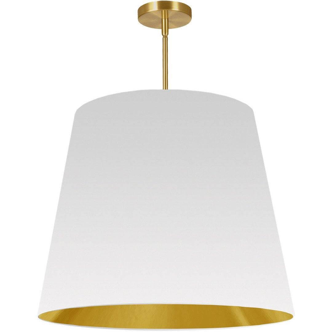 Aged Brass with Drum Fabric Shade Pendant - LV LIGHTING