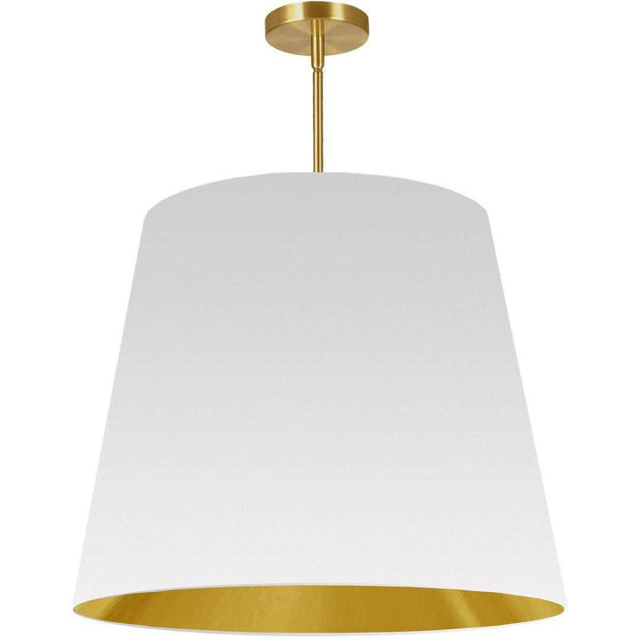 Aged Brass with Drum Fabric Shade Pendant - LV LIGHTING