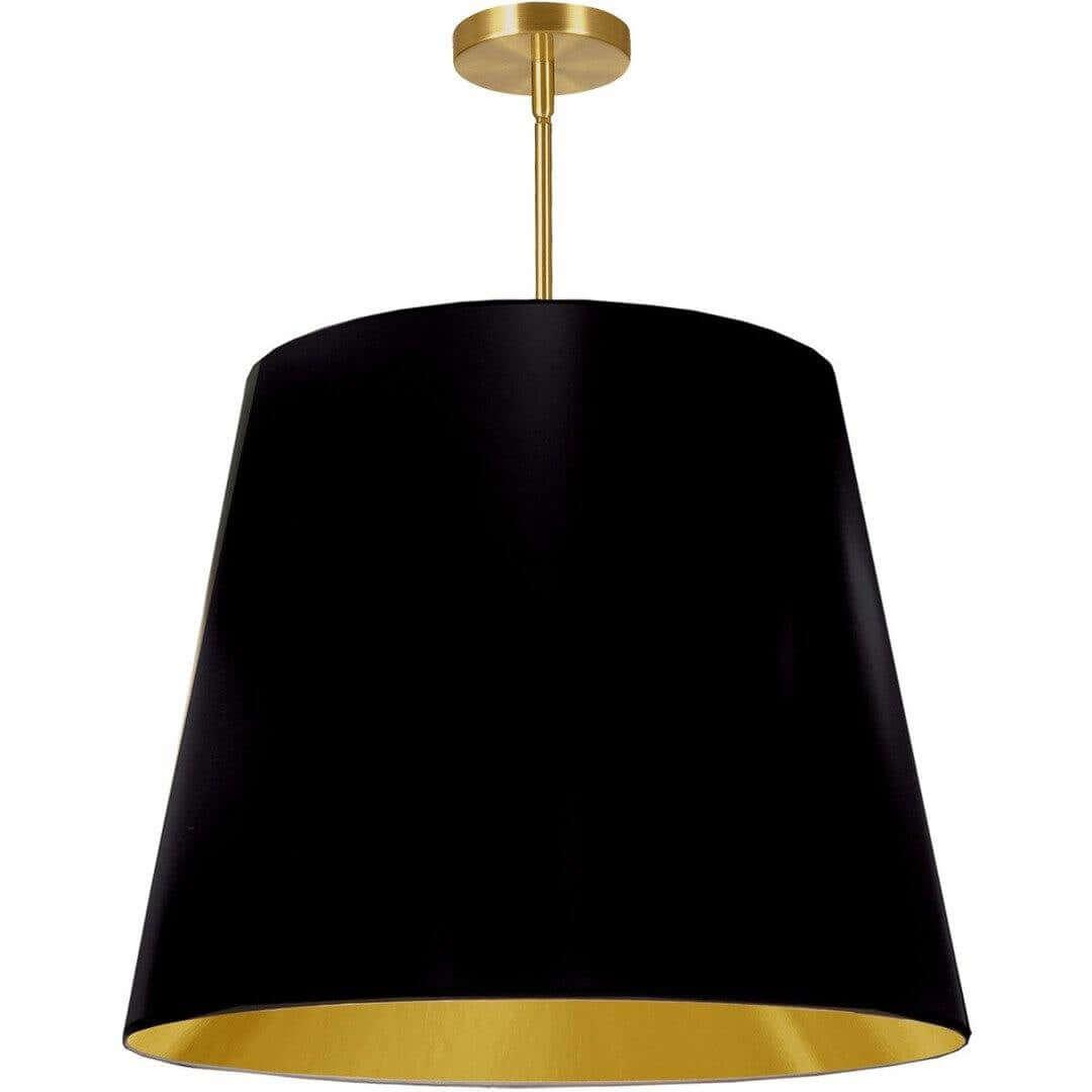 Aged Brass with Drum Fabric Shade Pendant - LV LIGHTING