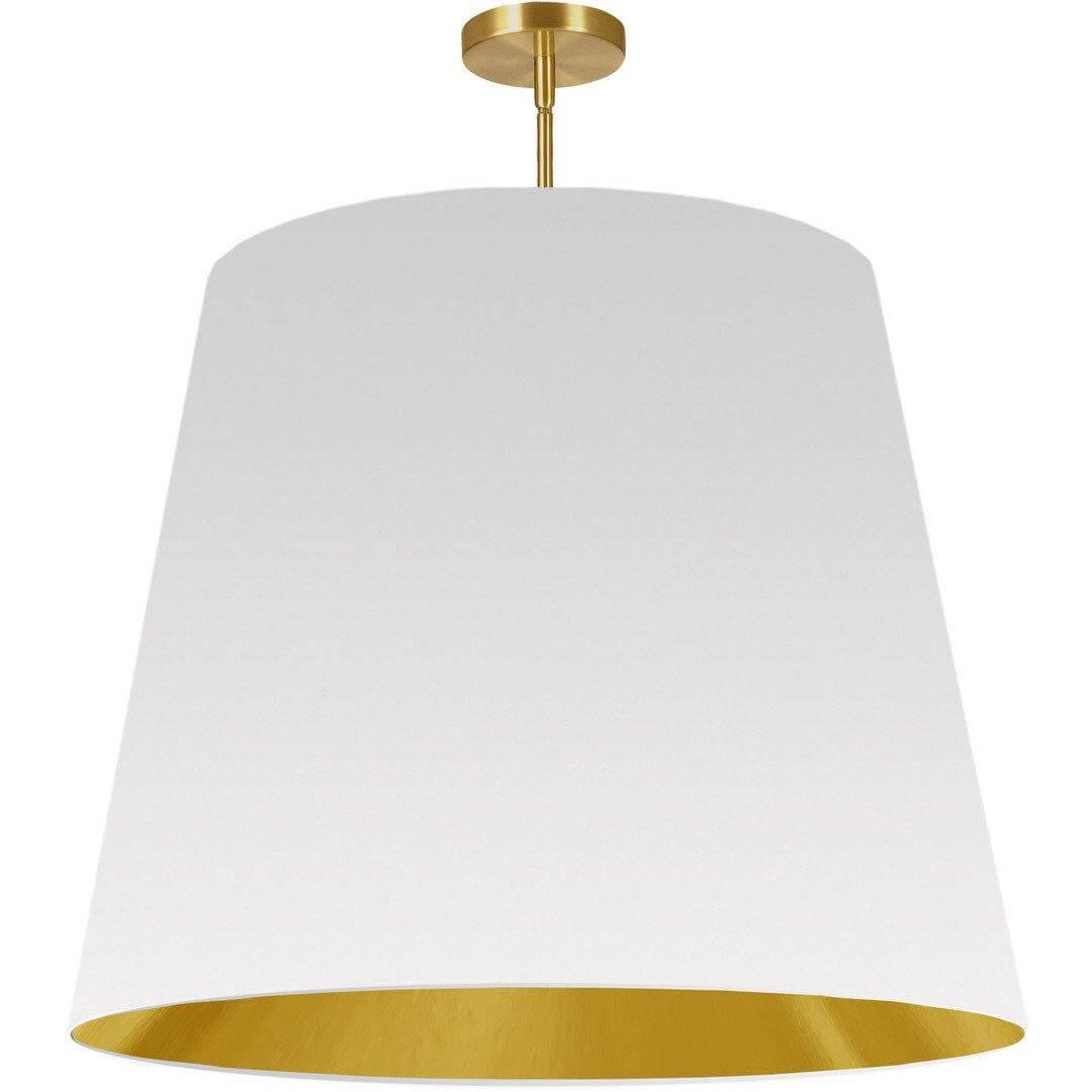 Aged Brass with Drum Fabric Shade Pendant - LV LIGHTING