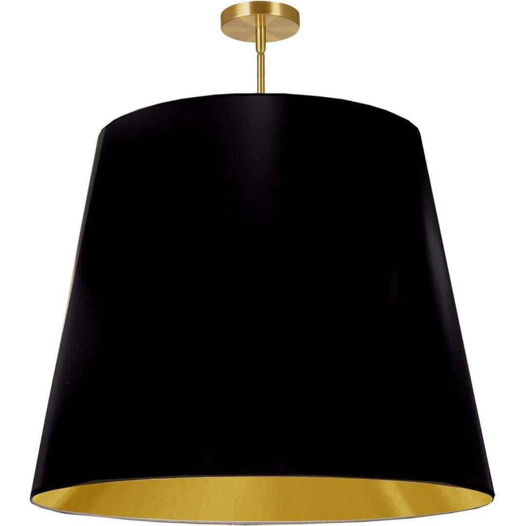 Aged Brass with Drum Fabric Shade Pendant - LV LIGHTING