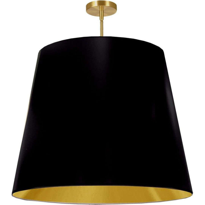 Aged Brass with Drum Fabric Shade Pendant - LV LIGHTING