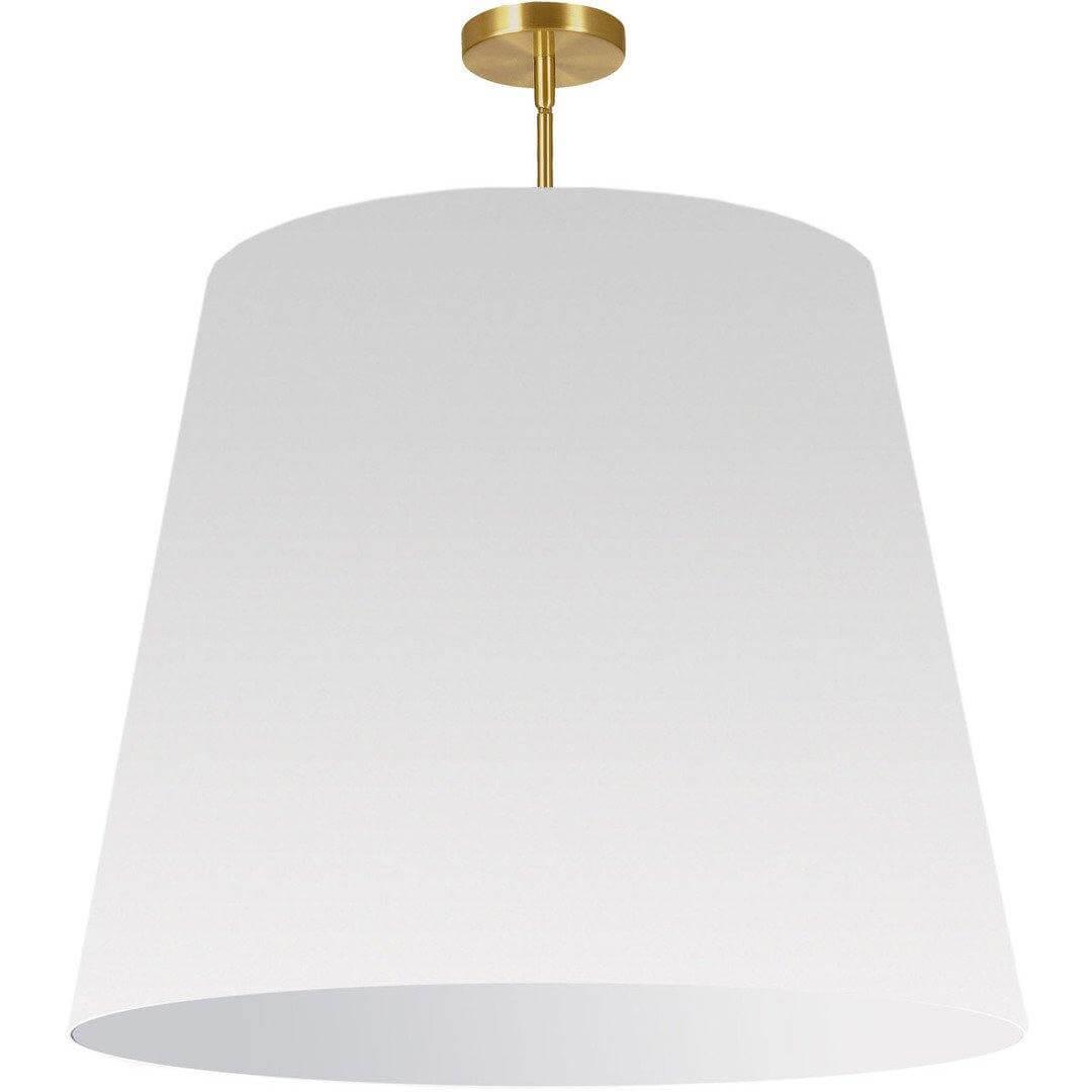 Aged Brass with Drum Fabric Shade Pendant - LV LIGHTING