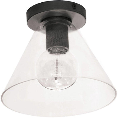Steel with Round Clear Cone Glass Shade Flush Mount - LV LIGHTING