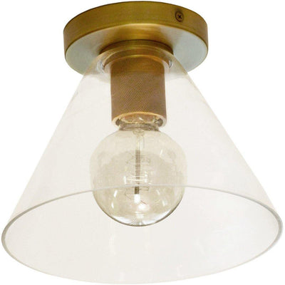 Steel with Round Clear Cone Glass Shade Flush Mount - LV LIGHTING