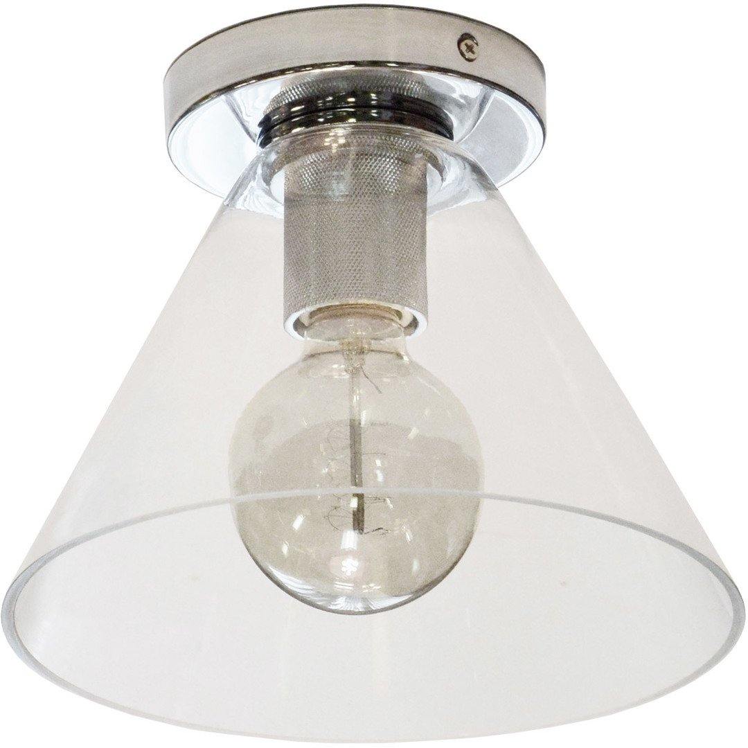 Steel with Round Clear Cone Glass Shade Flush Mount - LV LIGHTING