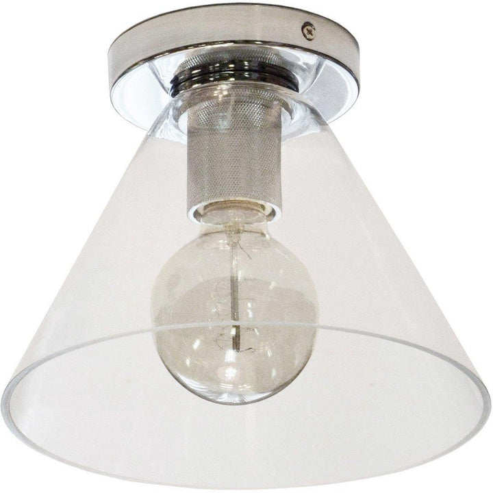 Steel with Round Clear Cone Glass Shade Flush Mount - LV LIGHTING