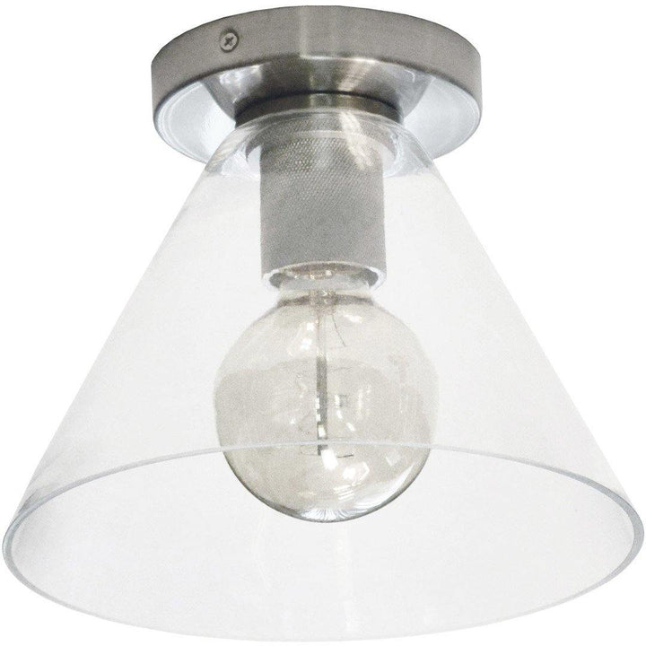 Steel with Round Clear Cone Glass Shade Flush Mount - LV LIGHTING