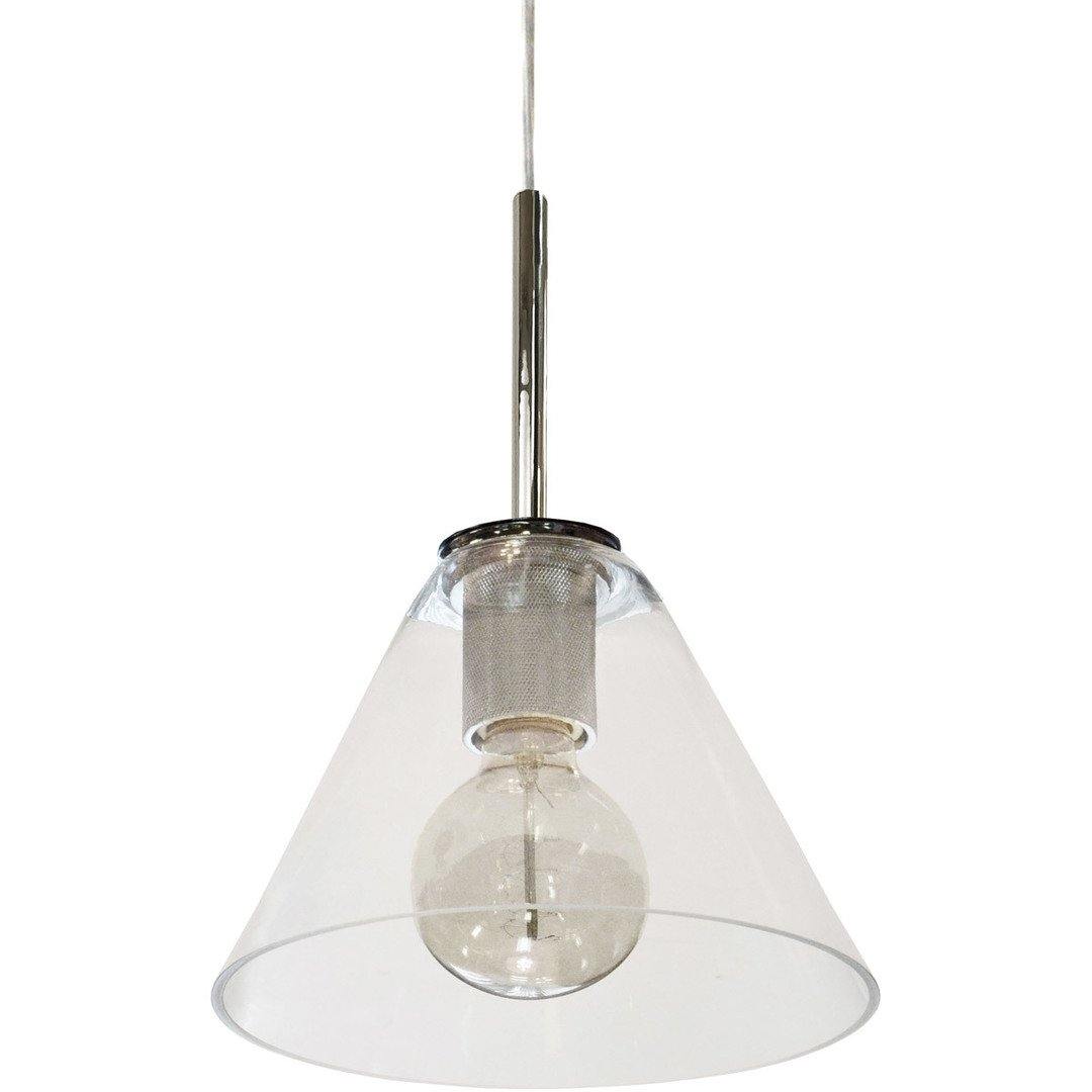 Steel with Round Clear Cone Glass Shade Pendant - LV LIGHTING