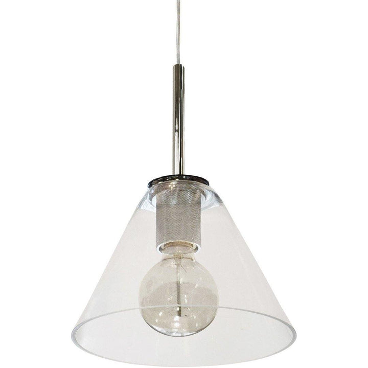 Steel with Round Clear Cone Glass Shade Pendant - LV LIGHTING
