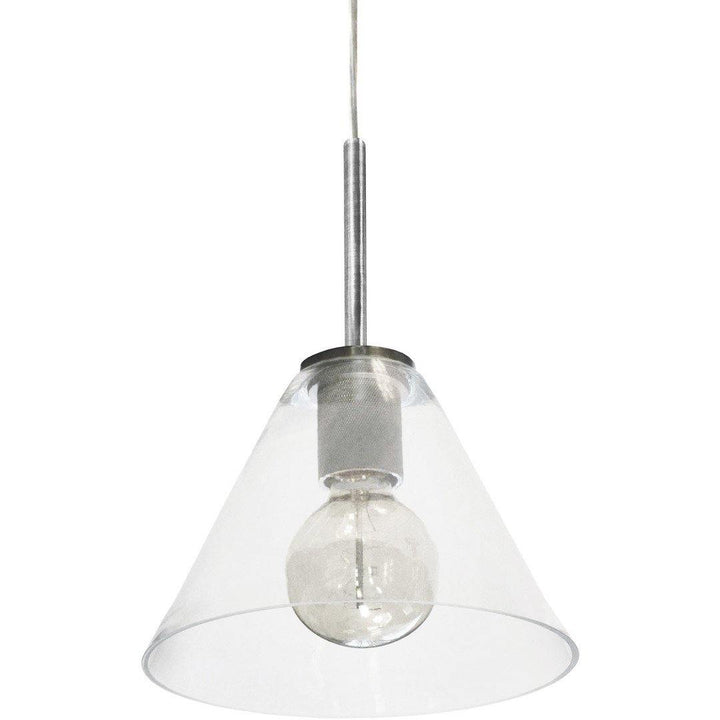 Steel with Round Clear Cone Glass Shade Pendant - LV LIGHTING