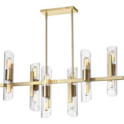 Steel with Clear Cylindrical Glass Linear Pendant - LV LIGHTING