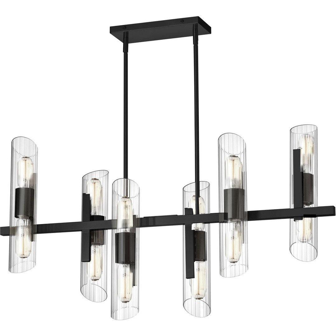 Steel with Clear Cylindrical Glass Linear Pendant - LV LIGHTING