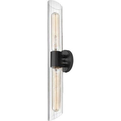 Steel with Clear Cylindrical Glass Shade Wall Sconce - LV LIGHTING
