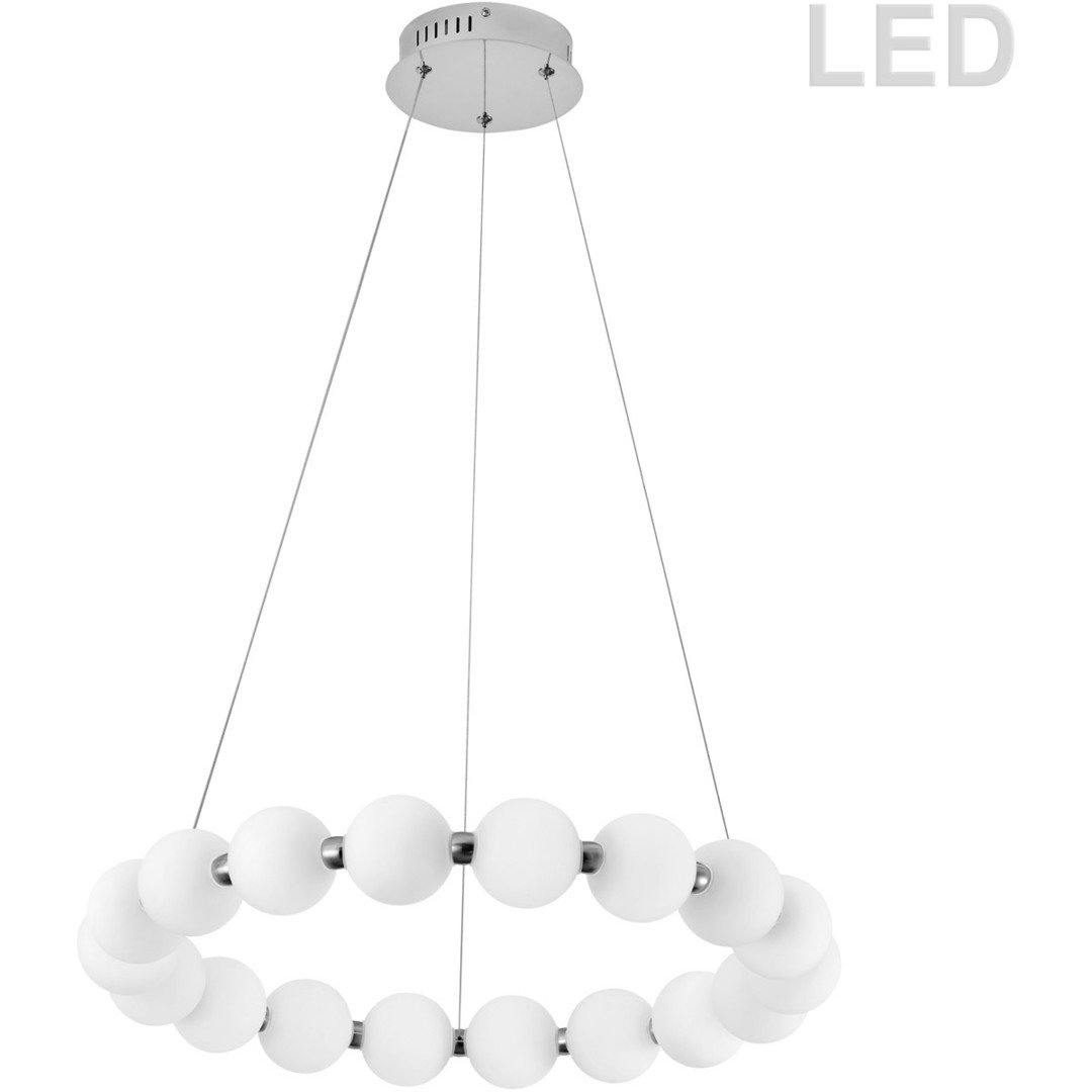 LED Chrome with Frosted Acrylic Globe Ring Chandelier - LV LIGHTING