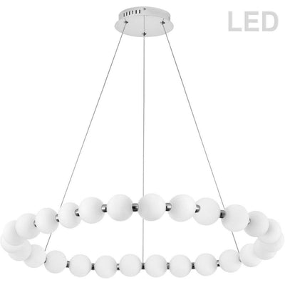LED Chrome with Frosted Acrylic Globe Ring Chandelier - LV LIGHTING