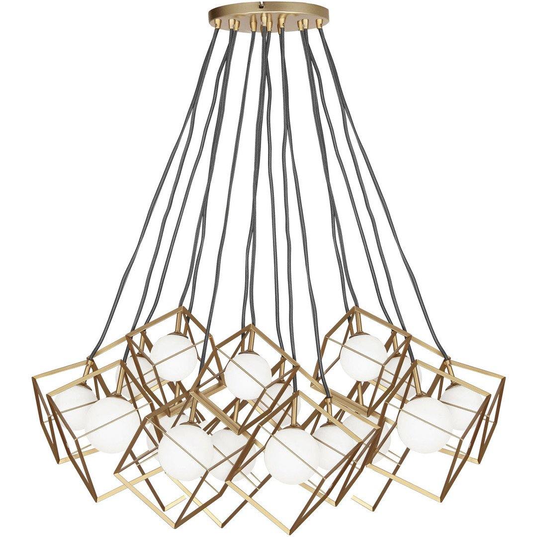 Gold Square Frame with Frosted Globe Pendant - LV LIGHTING