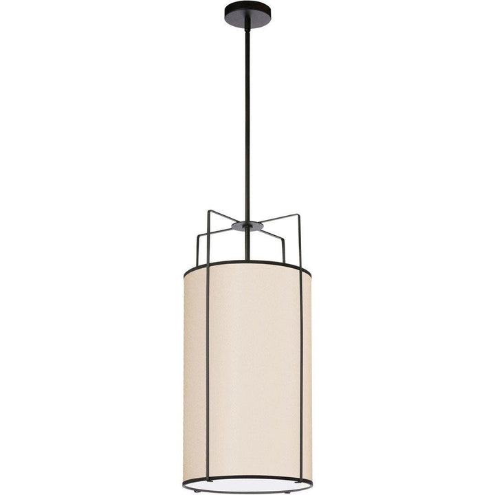 Steel Frame with Cylindrical Fabric Shade Pendant - LV LIGHTING