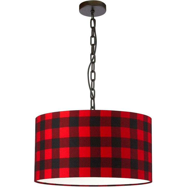 Steel with Fabric Drum Shade Pendant - LV LIGHTING