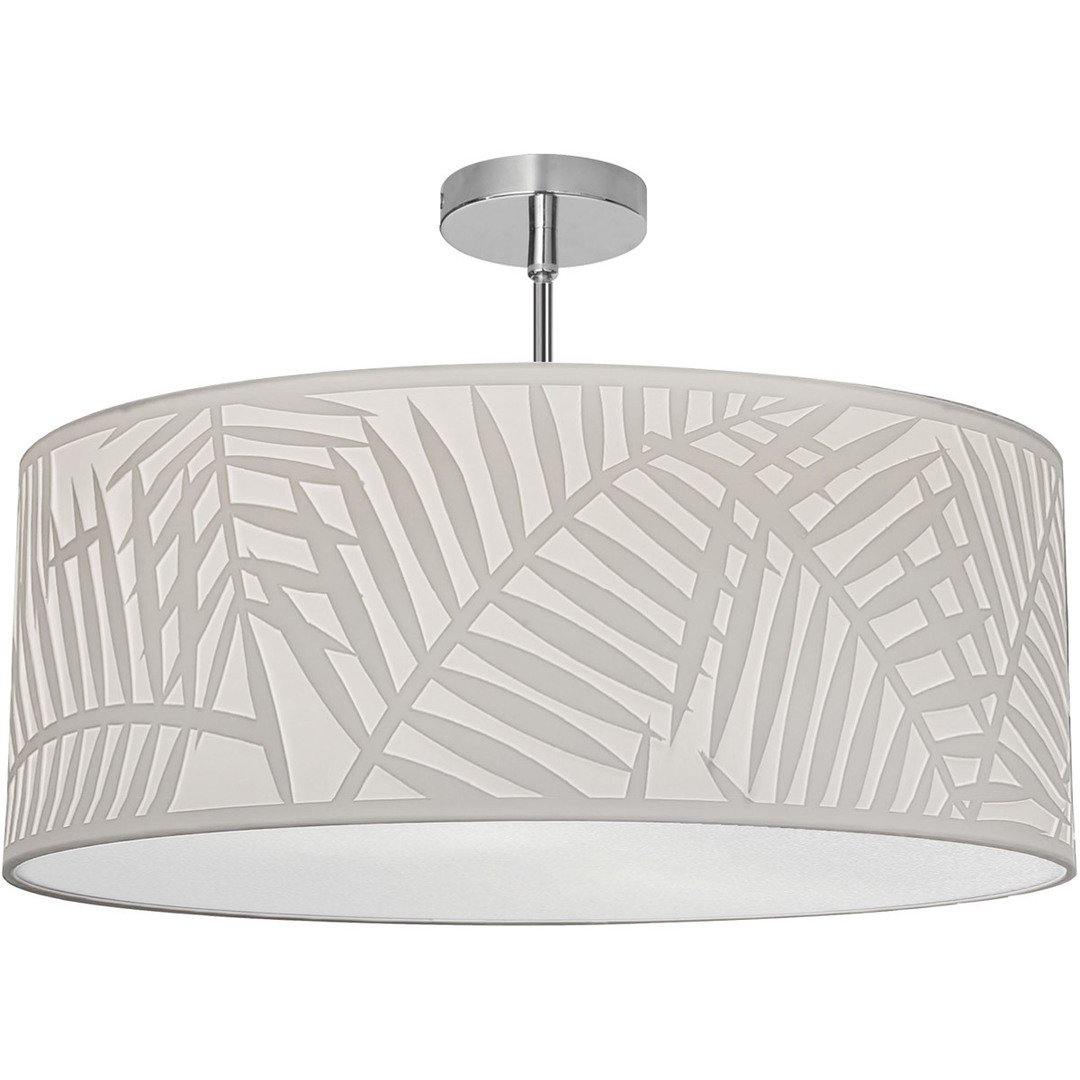 Polished Chrome with White Leaf Drum Shade Semi Flush Mount - LV LIGHTING