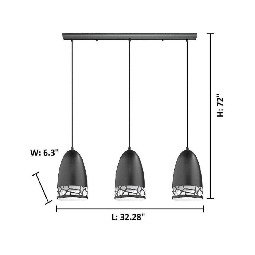 Black with Hollow Shade Linear Pendant - LV LIGHTING