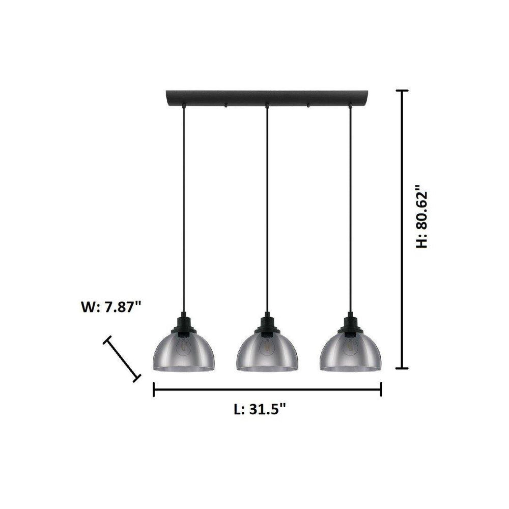 Matte Black with Mettalic Smoke Glass Shade Linear Pendant - LV LIGHTING
