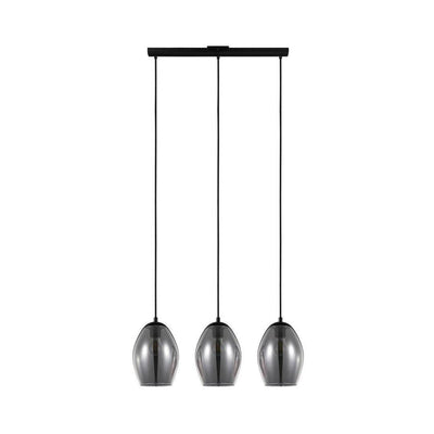 Black with Metallic Smoke Glass Shade Linear Pendant - LV LIGHTING