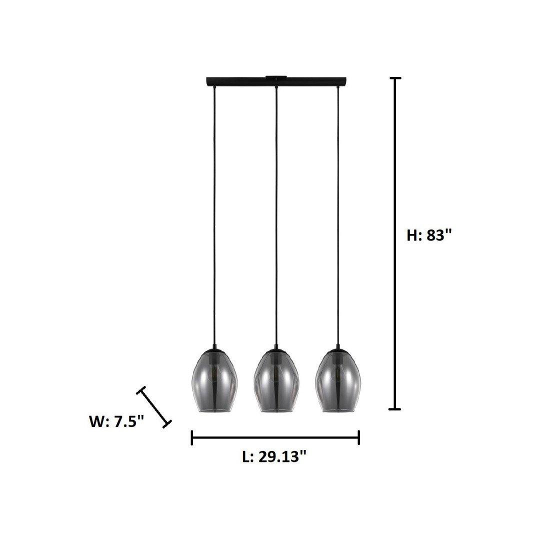 Black with Metallic Smoke Glass Shade Linear Pendant - LV LIGHTING