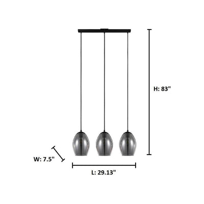 Black with Metallic Smoke Glass Shade Linear Pendant - LV LIGHTING
