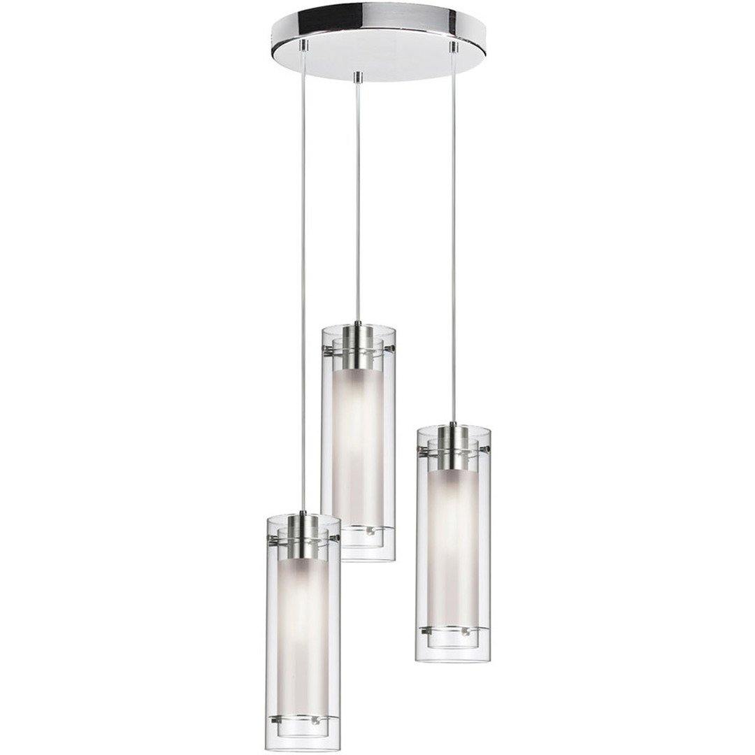Polished Chrome with Clear and Frosted Cylindrical Glass Pendant - LV LIGHTING