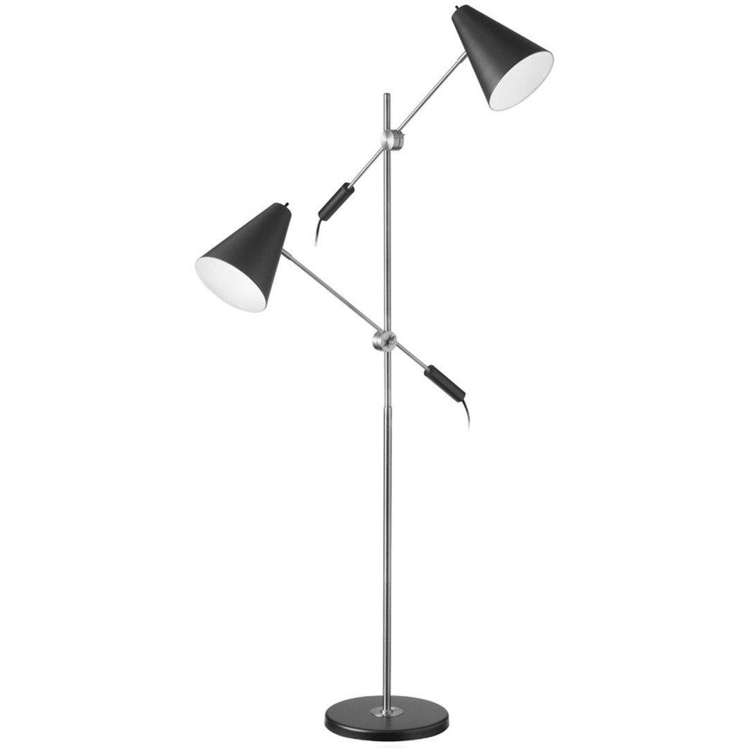 Polished Chrome with Black Double Head Floor Lamp - LV LIGHTING