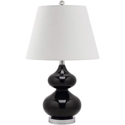 Polished Chrome with Glass Gourd and White Fabric Shade Table Lamp - LV LIGHTING