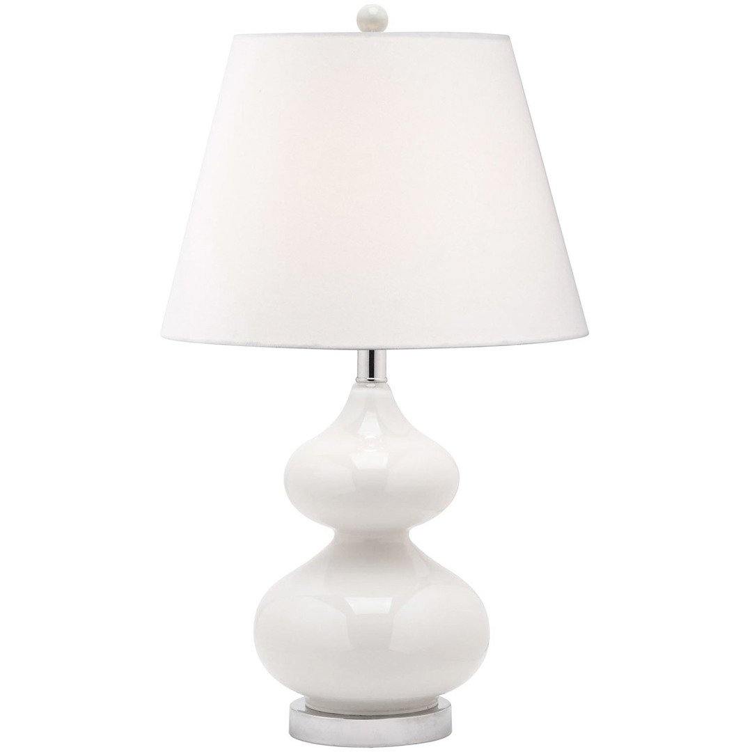 Polished Chrome with Glass Gourd and White Fabric Shade Table Lamp - LV LIGHTING