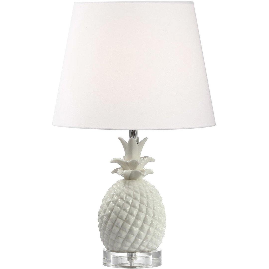 White Pinapple with White Fabric Shade Table Lamp - LV LIGHTING
