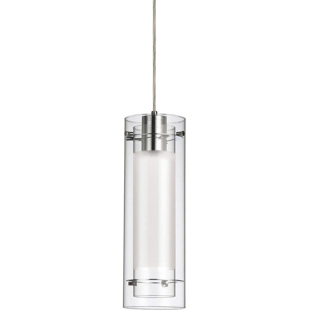 Steel with Clear and Frosted Cylindrical Glass Shade Mini Pendant - LV LIGHTING