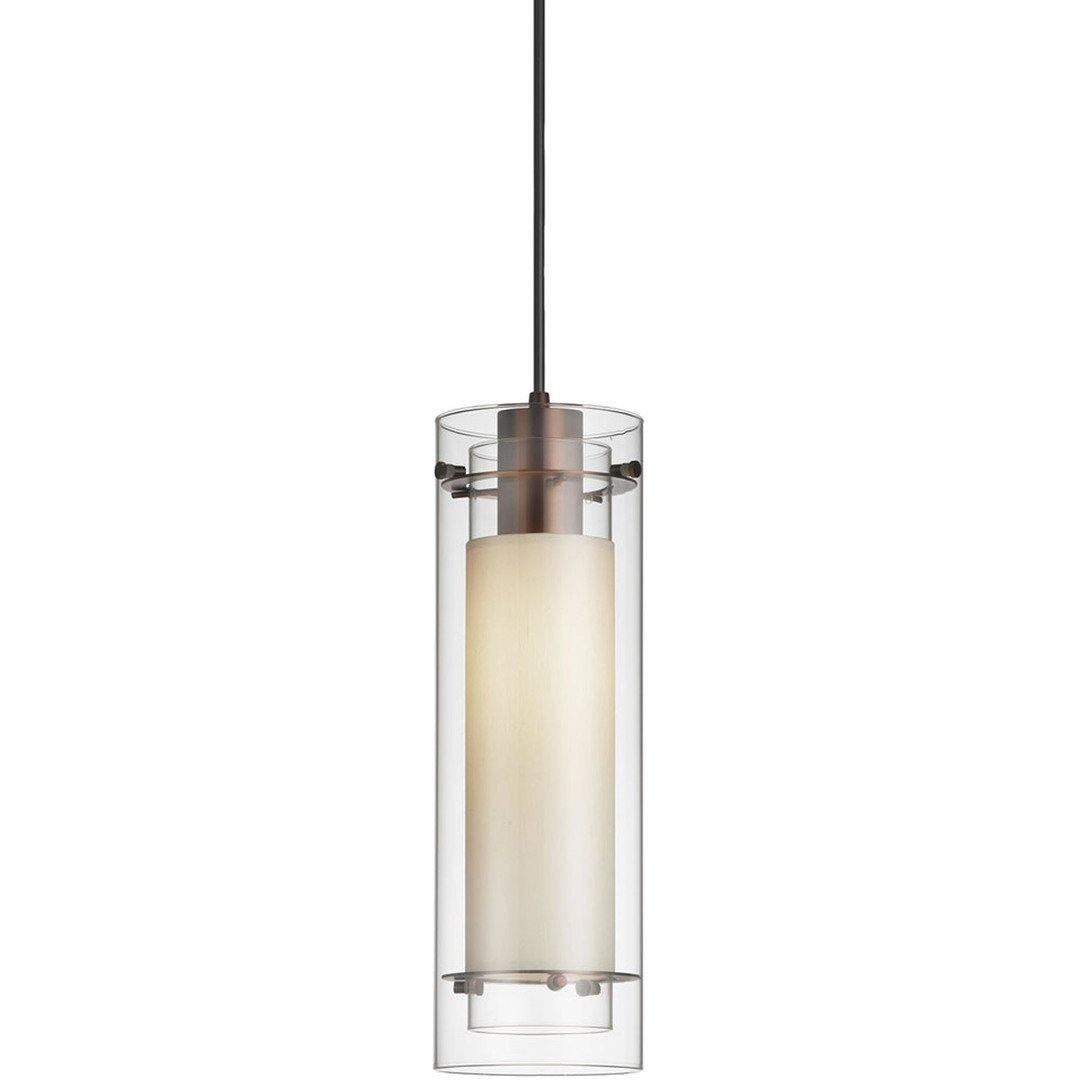 Steel with Clear and Frosted Cylindrical Glass Shade Mini Pendant - LV LIGHTING
