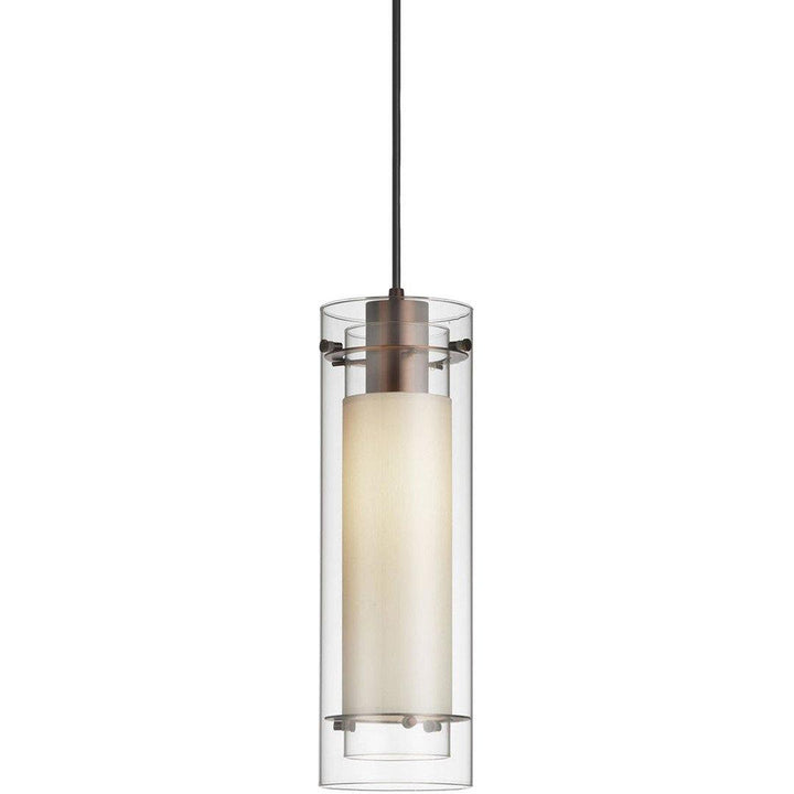Steel with Clear and Frosted Cylindrical Glass Shade Mini Pendant - LV LIGHTING
