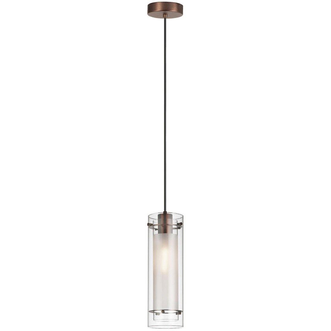 Steel with Clear and Frosted Cylindrical Glass Shade Mini Pendant - LV LIGHTING